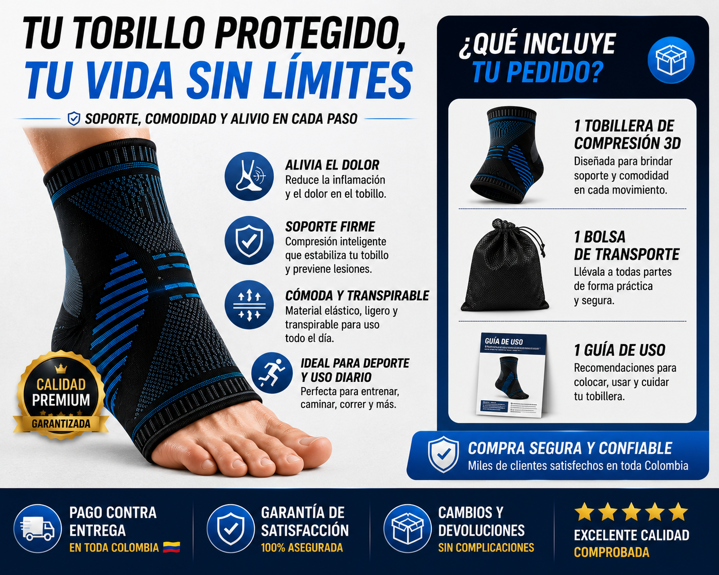 Tobillera de compresión ajustable