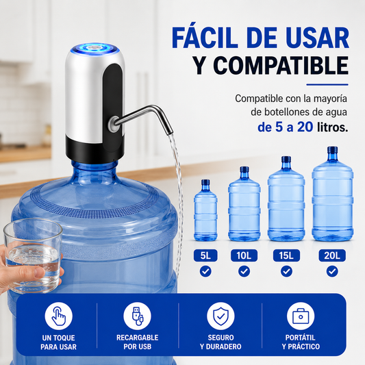 🔥💧 Bomba Eléctrica para Botellón de Agua – Recargable por USB 💧🔥