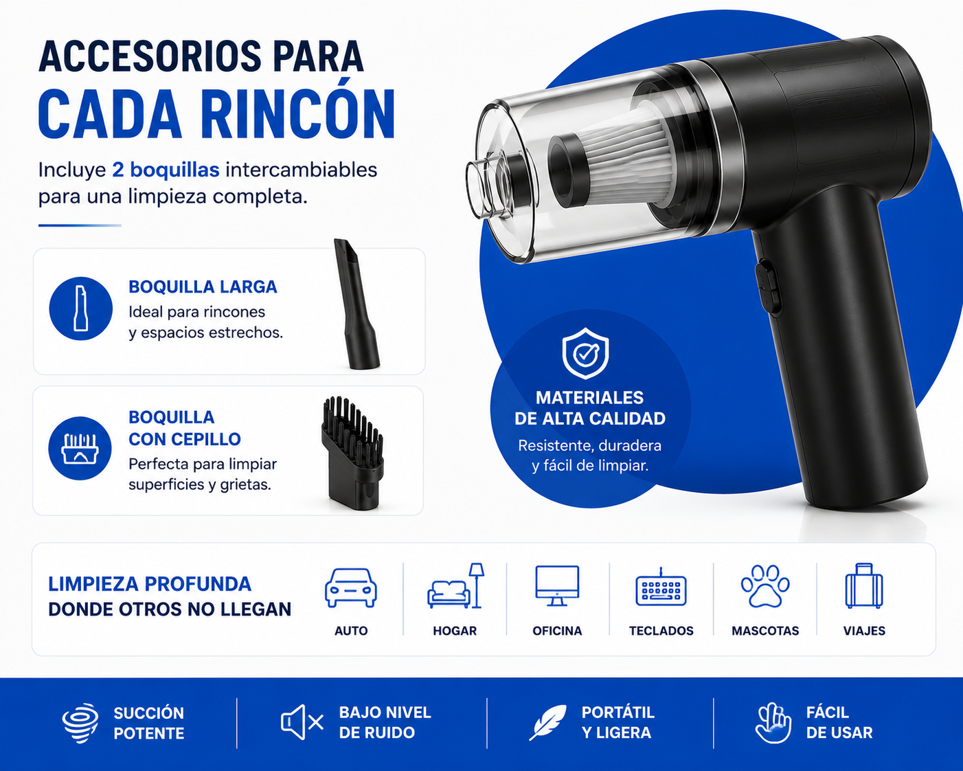 🚗✨ Mini Aspiradora Portátil 2 en 1 para Auto y Hogar ✨🚗