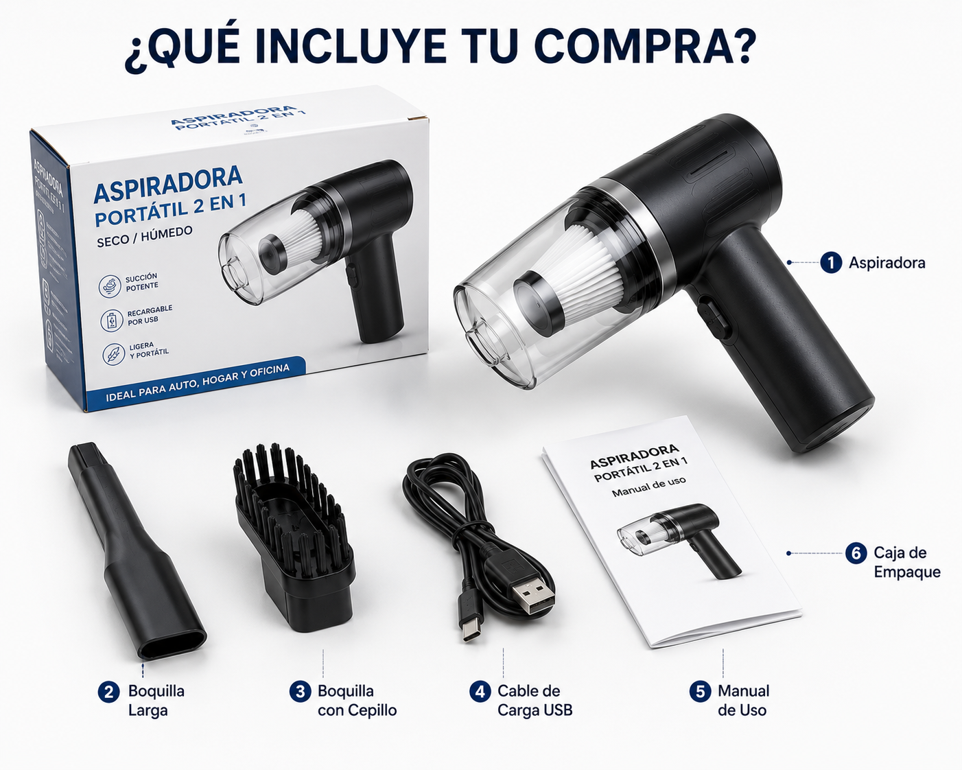 🚗✨ Mini Aspiradora Portátil 2 en 1 para Auto y Hogar ✨🚗